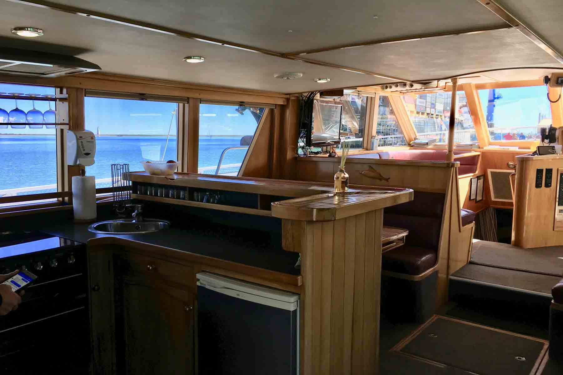 Licenced bar on the Galileo available for charter