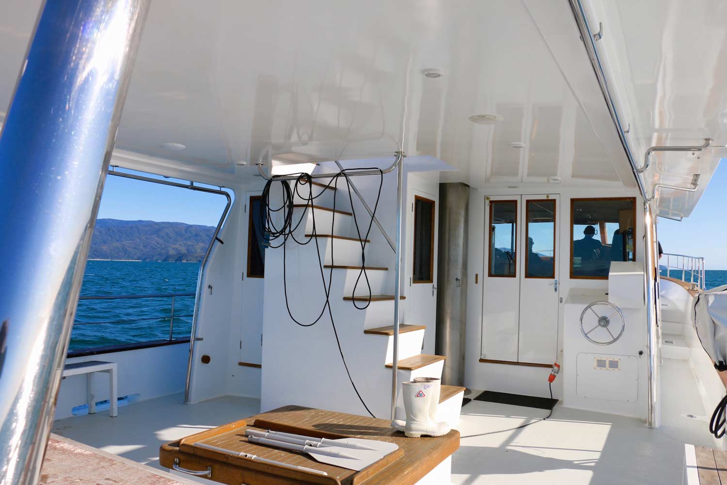 Take a break from the sun under shade on the Galileo's spacious rear deck
